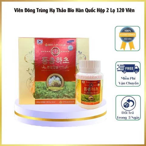 Viên Đông Trùng Hạ Thảo Bio Hàn Quốc Hộp 2 Lọ 120 Viên Hỗ Trợ Bồi Bổ Cơ Thể, Làm Chậm Quá Trình Lão Hóa