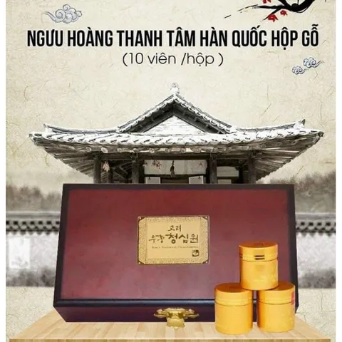 Ngưu Hoàng Thanh Tâm Hàn Quốc Hộp Gỗ 10 Viên Nhập Khẩu Chính Hãng