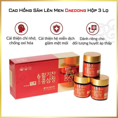 Cao Hồng Sâm Lên Men Cô Đặc Daedong Hàn Quốc Hộp 100g x 3 Lọ