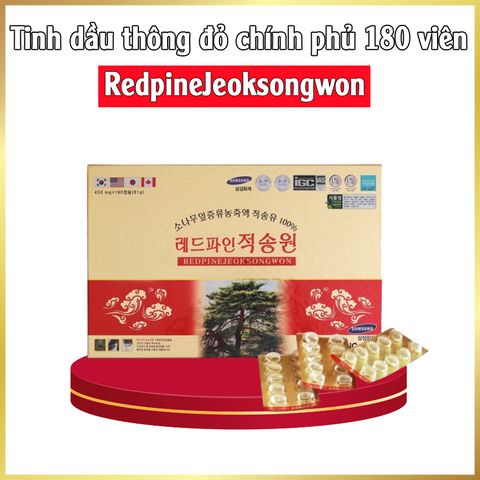 Tinh Dầu Thông Đỏ Chính Phủ Hàn Quốc RedpineJeoksongwon Hộp 180 Viên Phòng Tiểu Đường, Mỡ Máu, Huyết Áp