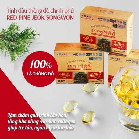 Tinh Dầu Thông Đỏ Chính Phủ Hàn Quốc RedpineJeoksongwon Hộp 180 Viên Phòng Tiểu Đường, Mỡ Máu, Huyết Áp