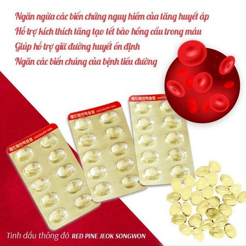 Tinh Dầu Thông Đỏ Chính Phủ Hàn Quốc RedpineJeoksongwon Hộp 180 Viên Phòng Tiểu Đường, Mỡ Máu, Huyết Áp