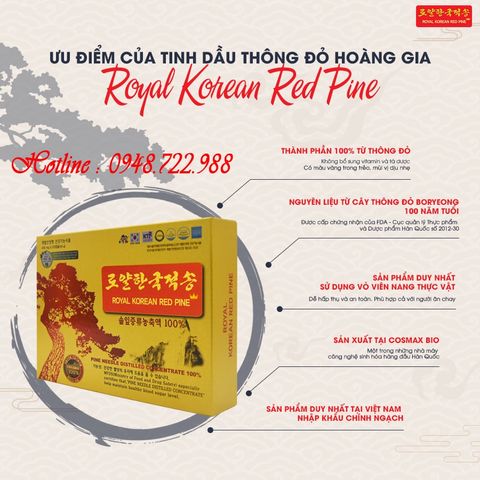 Tinh Dầu Thông Đỏ Chính Phủ Hàn Quốc - Royal Red Pine 120 Viên Hỗ Trợ Người Tiểu Đường Mỡ Máu