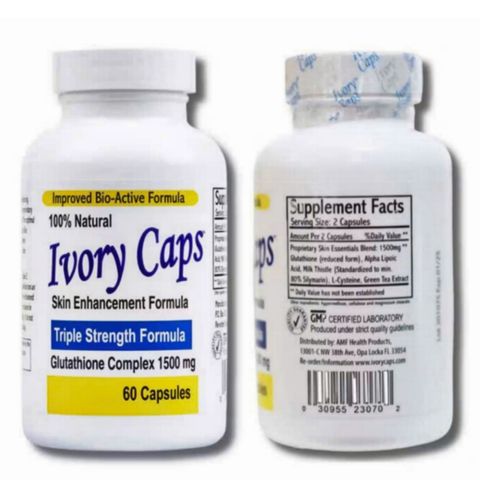 Viên uống Trắng Da - Cải Thiện Sắc Tố Da Ivory Caps Glutathione Complex 1500 mg 60 viên - S/P Chuẩn Mỹ