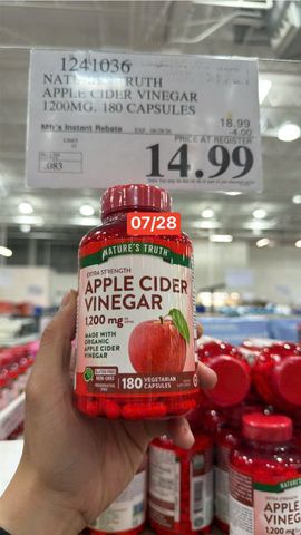 Viên Giấm Táo Hữu Cơ Nature's Truth Apple Cider Vinegar 1200 mg - 180 viên - Hỗ Trợ Giảm Cân & Duy Trì Vóc Dáng Thon Gọn - S/P Chuẩn Mỹ