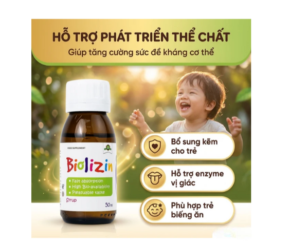 Siro bổ sung kẽm, lysine và vitamin B6 cho trẻ Biolizin (50ml)
