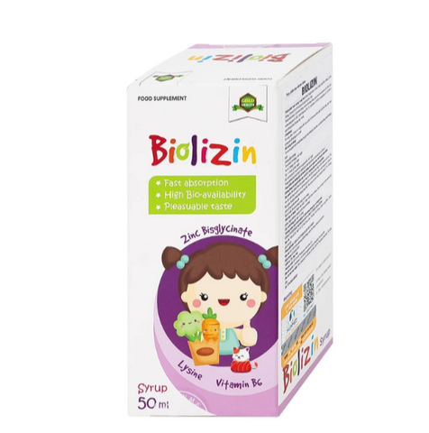 Siro bổ sung kẽm, lysine và vitamin B6 cho trẻ Biolizin (50ml)