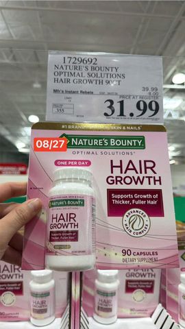 Viên uống Hỗ Trợ Mọc Tóc Nature's Bounty Hair Growth 90 viên - Giải Pháp Tăng Độ Dày & Độ Khỏe cho Tóc - S/P Chuẩn Mỹ