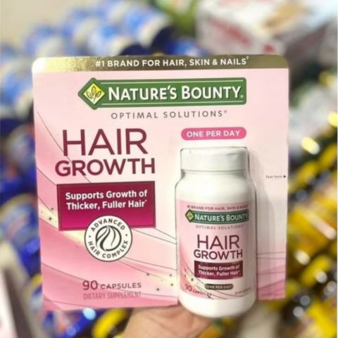 Viên uống Hỗ Trợ Mọc Tóc Nature's Bounty Hair Growth 90 viên - Giải Pháp Tăng Độ Dày & Độ Khỏe cho Tóc - S/P Chuẩn Mỹ
