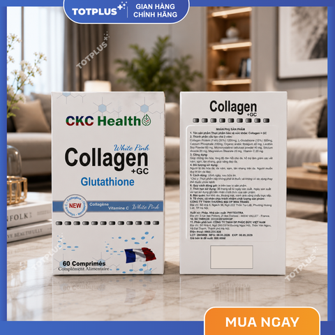 Collagen + GC Glutathione CKC Health Xuất Xứ Pháp – Bổ Sung Collagen, Glutathione, Vitamin C, Giúp Sáng Đẹp Da