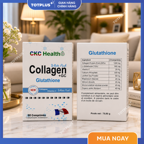 Collagen + GC Glutathione CKC Health Xuất Xứ Pháp – Bổ Sung Collagen, Glutathione, Vitamin C, Giúp Sáng Đẹp Da