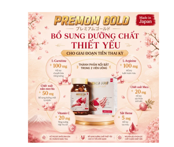 Viên uống cung cấp vitamin và khoáng chất cho phụ nữ chuẩn bị mang thai Premom Gold Jpanwell (60 viên)