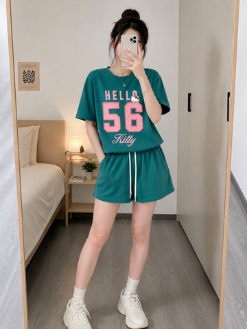 Bộ thun cotton hello kitty đáng yêu cute cho nữ, đồ bộ nữ, đồ bộ bé gái 45-60kg