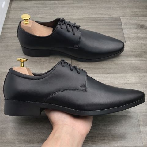 ( BAN L20 ) Giày Buộc Dây Trơn mũi nhọn cổ điển, Giày công sở nam thiết kế thanh lịch đế cao su đúc nguyên khối có khâu