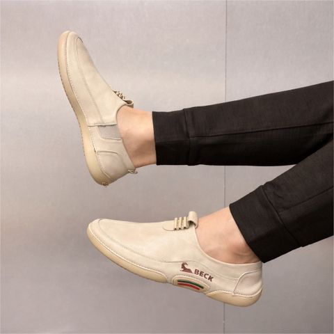 ( BAN L61 ) Giày Slip-on da Simili mềm nhẹ, Giày lười đế bệt chất liệu cao su non độ đàn hồi cao gập bẻ thoải mái