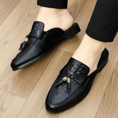 ( BAN L39 ) Sục lười dự tiệc in vân nổi sắc nét, Giày hở gót thiết kế tinh tế đế cao su chống trơn trượt cao 3cm