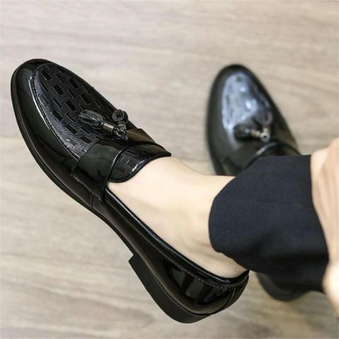 ( BAN L26 ) Giày lười da bóng gắn chuông, Giày tây chụp kỷ yếu thiết kế trẻ trung đế cao su đúc có khâu