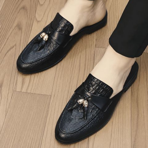 ( BAN L39 ) Sục lười dự tiệc in vân nổi sắc nét, Giày hở gót thiết kế tinh tế đế cao su chống trơn trượt cao 3cm