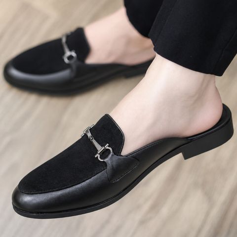 ( BAN L67 ) Giày hở gót vá nỉ Hàn Quốc, Sục nam đi tiệc thiết kể sang trọng đế cao 3cm mặt trong bọc lót da cực êm chân