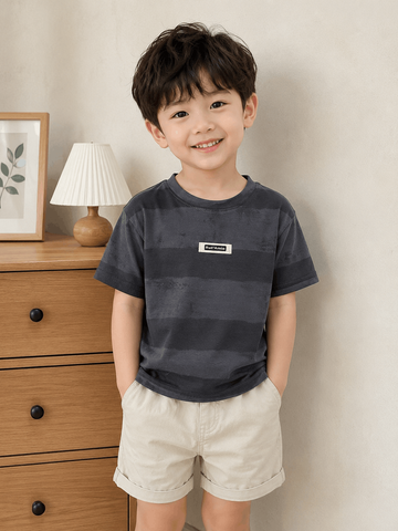 Hàng QC - Áo phông kẻ chữ mát mẻ phong cách hàn quốc cho bé trai mùa hè