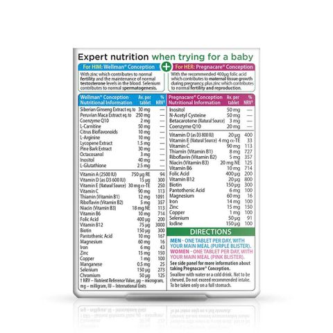 Viên uống Pregnacare Him & Her Conception tăng khả năng thụ thai của Anh