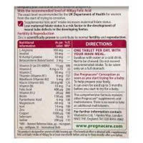 Viên uống Pregnacare Before Conception cho nữ hộp 30 viên của Anh