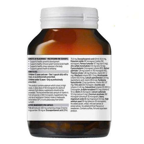 Viên uống Vitamin tổng hợp cho bé trai tuổi dậy thì Blackmores Multivitamin For Teen Boys của Úc 60 viên