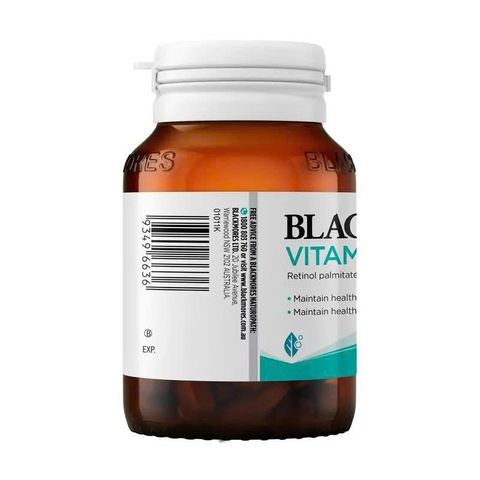 Viên uống Vitamin A 5000IU Blackmores hỗ trợ thị lực đêm, phục hồi sức khỏe mắt - Lọ 150 viên bổ sung cần thiết cho cơ thể