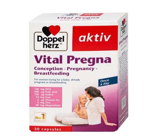 Viên uống bổ sung vitamin và khoáng chất cho phụ nữ mang thai Doppelherz Aktiv Vital Pregna (Hộp 30 viên)