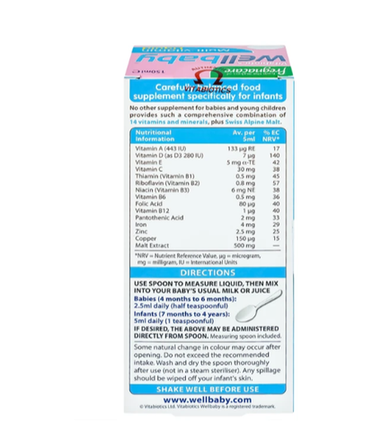 Siro bổ sung vitamin khoáng chất cho trẻ Vitabiotics Wellbaby Multi-Vitamin Liquid (150ml)