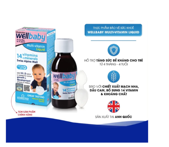 Siro bổ sung vitamin khoáng chất cho trẻ Vitabiotics Wellbaby Multi-Vitamin Liquid (150ml)