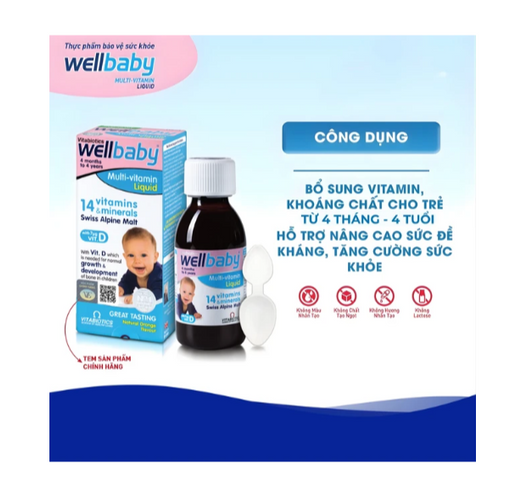 Siro bổ sung vitamin khoáng chất cho trẻ Vitabiotics Wellbaby Multi-Vitamin Liquid (150ml)