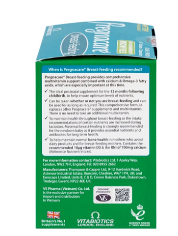 Viên bổ sung vitamin và khoáng chất cho phụ nữ cho con bú Vitabiotics Pregnacare Breast Feeding (6 vỉ x 14 viên)