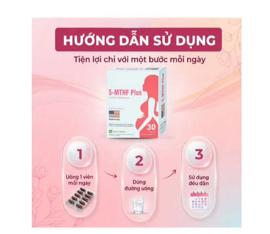 Viên bổ sung 5-MTHF, vitamin, khoáng chất cho phụ nữ mang thai 5-MTHF Plus (3 vỉ x 10 viên)