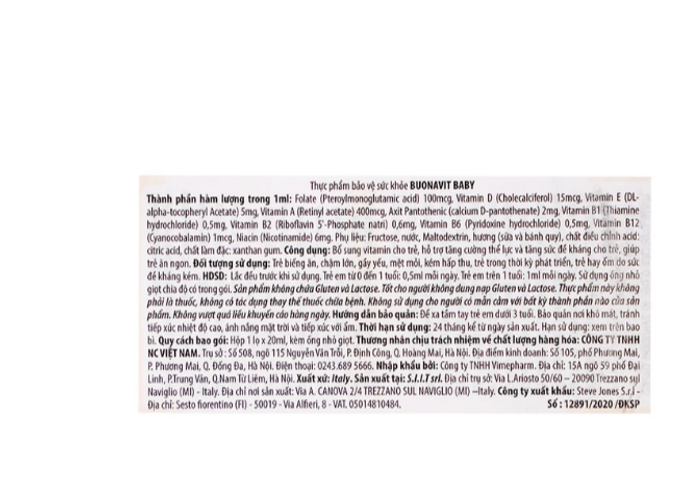 Dung dịch bổ sung vitamin cho trẻ Buona Bounavit Baby (20ml)