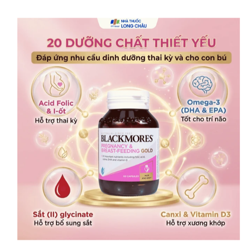 Viên hỗ trợ sức khỏe phụ nữ mang thai Blackmores Pregnancy & Breast - Feeding Gold (60 viên)