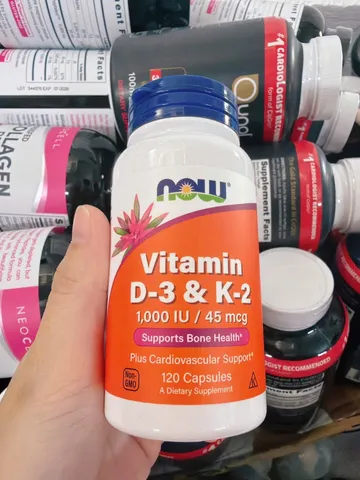 Viên uống Vitamin D3 & K2 Now 1000IU 45mcg 120 viên của Mỹ