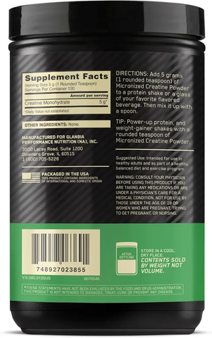 Bột Creatine siêu mịn Optimum Nutrition 120 khẩu phần 