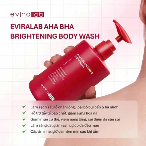 Sữa Tắm Làm Sạch, Hỗ Trợ Dưỡng Sáng Da Eviralab AHA BHA Brightening Body Wash 300ml [hàng nhập khẩu]