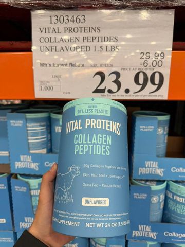 Bột Collagen Thủy Phân Không Hương Vị Vital Proteins Collagen Peptides Unflavored - Giải Pháp Làm Đẹp Da/Móng/Tóc Từ Bên Trong - S/P Chuẩn Mỹ