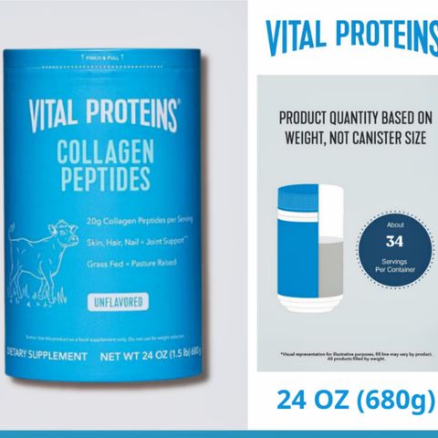 Bột Collagen Thủy Phân Không Hương Vị Vital Proteins Collagen Peptides Unflavored - Giải Pháp Làm Đẹp Da/Móng/Tóc Từ Bên Trong - S/P Chuẩn Mỹ