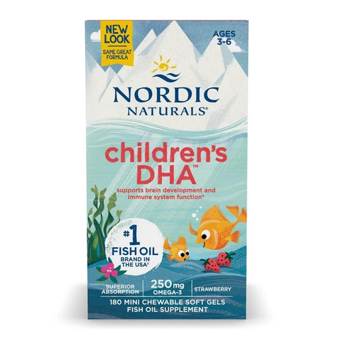Viên Dầu Cá Cho Bé Nordic Naturals Children's DHA Vị Dâu, Sáng Mắt, Phát Triển Trí Não 180 viên