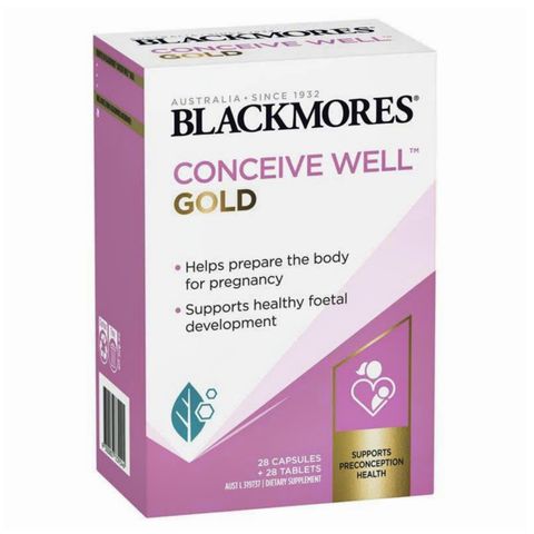Viên uống Tăng Khả Năng Thụ Thai Tự Nhiên Blackmores Conceive Well Gold 56 viên - Cải Thiện Chất Lượng Trứng - Hỗ Trợ Sức Khỏe Sinh Sản Nữ Giới - S/P Chuẩn Úc