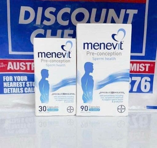 Viên uống Hỗ Trợ Sinh Sản cho Nam Giới - Menevit Pre-conception Sperm Health 30 & 90 viên - Tăng Tỷ Lệ Thụ Thai Tự Nhiên - S/P Chuẩn Úc