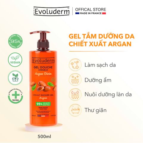 Gel Tắm Evoluderm Dưỡng Ẩm Mềm Mại Chiết Xuất Argan 500ml