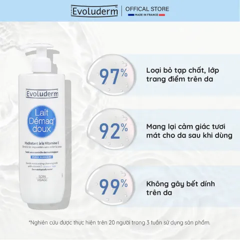 Sữa Tẩy Trang Evoluderm Giúp Làm Sạch, Dưỡng Ẩm Và Mềm Mịn Làn Da 500ml (QT)