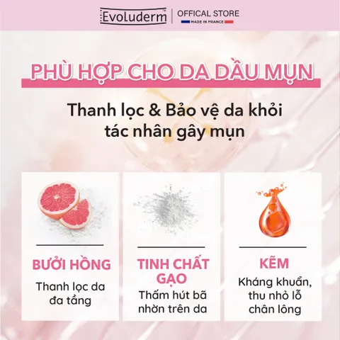 Sữa rửa mặt tẩy tế bào chết Evoluderm dạng gel giúp làm sạch sâu, giảm mụn hiệu quả 150ml (17322) (QT)