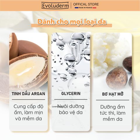 Gel Tắm Evoluderm Dưỡng Ẩm Mềm Mại Chiết Xuất Argan 500ml