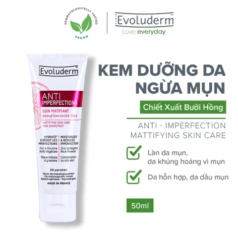 Kem Dưỡng Cho Da Dầu Mụn Evoluderm Anti-Imperfection Kiểm Soát Dầu Hỗ Trợ Giảm Mụn 50ml