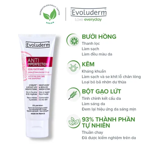 Kem Dưỡng Cho Da Dầu Mụn Evoluderm Anti-Imperfection Kiểm Soát Dầu Hỗ Trợ Giảm Mụn 50ml